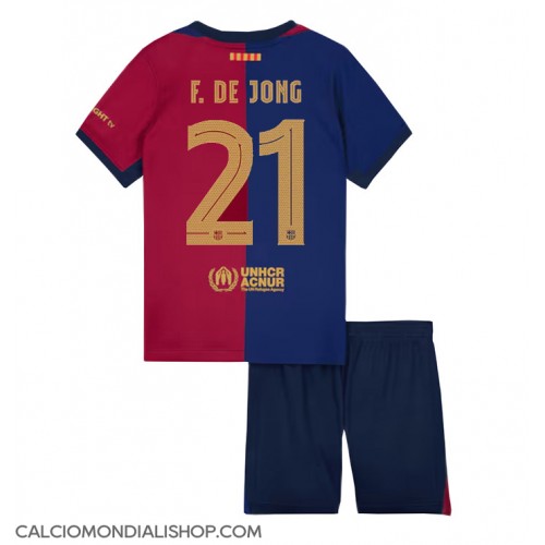 Maglie da calcio Barcelona Frenkie de Jong #21 Prima Maglia Bambino 2024-25 Manica Corta (+ Pantaloni corti)